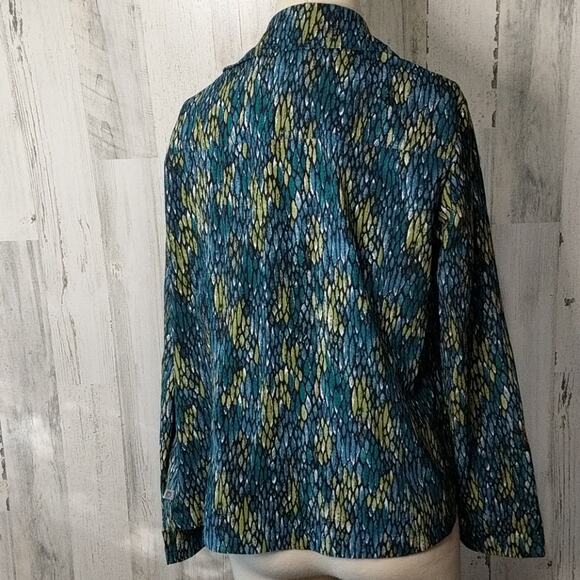 CHICO'S ZENERGY Blue Green Zip Blazer 8 Medium - Picture 7 of 10